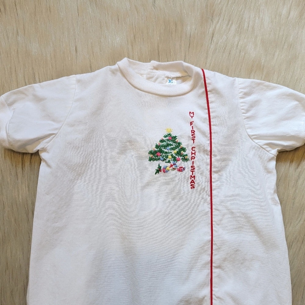 Vintage cotton My first Christmas onesie size 6 M - Picture 3 of 5